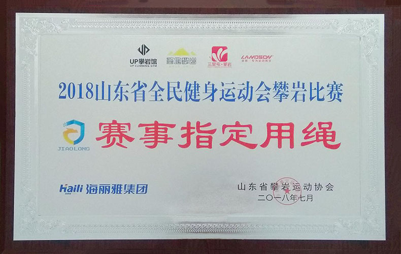 山東省全民健身運動會攀巖比賽賽事指定用繩